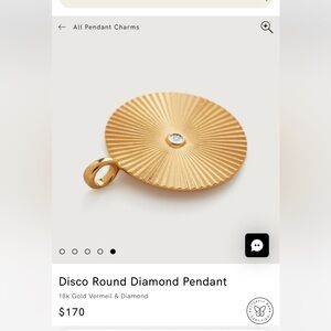 NWT MONICA VINADER Gold Vermeil Pendant with Diamond